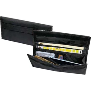 Black Travel Wallet Pouch With Padded Exterior And Wrist Strap/belt Loop