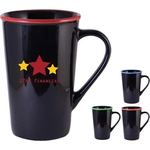 Horizon (r) - Black-blue - 16 Oz. Black Ceramic Mug With Bright Colored Rim