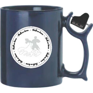 Spinner Mug(tm) - Blue - Ceramic Mug With Spinner Bead On Top Of The Handle, 12 Oz
