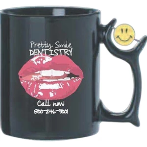 Spinner Mug(tm) - Black - Ceramic Mug With Spinner Bead On Top Of The Handle, 12 Oz
