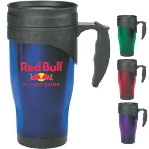 Groovy - Blue - 16 Oz Travel Mug. Acrylic Outer Shell, Black Bpa Free Plastic Liner
