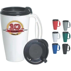 Journey - Black - Plastic 16 Oz, Travel Mug With Thumb Slide/lock Lid. Made In The U.s.a
