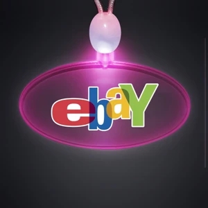 Crystal Clear Oval Acrylic Necklace With Imprint And 3 Light Up Functions, 60 Day