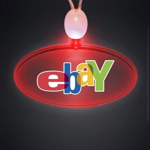 Crystal Clear Oval Acrylic Necklace With Imprint And 3 Light Up Functions, 60 Day