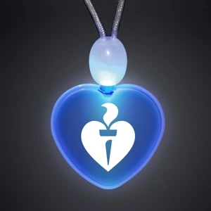 Crystal Clear Heart Acrylic Necklace With Imprint And 3 Light Up Functions, 60 Day