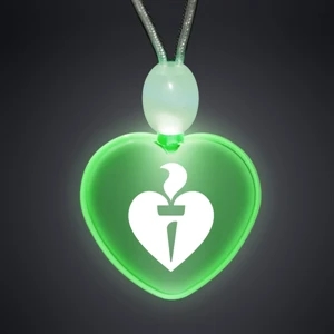 Crystal Clear Heart Acrylic Necklace With Imprint And 3 Light Up Functions, 60 Day