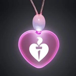Crystal Clear Heart Acrylic Necklace With Imprint And 3 Light Up Functions, 60 Day
