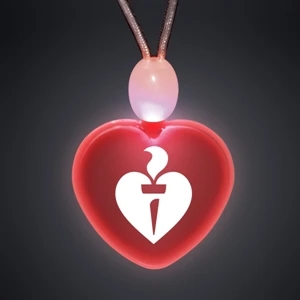 Crystal Clear Heart Acrylic Necklace With Imprint And 3 Light Up Functions, 60 Day
