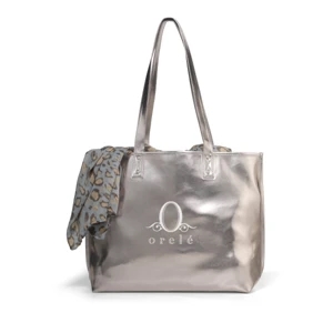 Allure - Metallic Silver - Metallic Fashion Tote Bag With Shiny Rivet Details For Added Appeal