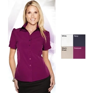 Lily Lilac Bloom (r) - 3 X L - Women's 5.1 Oz 96% Polyester/4% Spandex Short Sleeve Woven Shirt