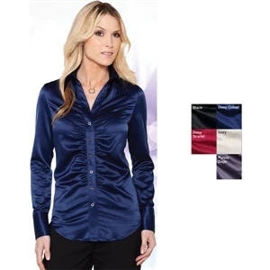 Lilac Bloom (tm) Camille - 4 X L - Women's Matte Satin Long Sleeve Woven Shirt