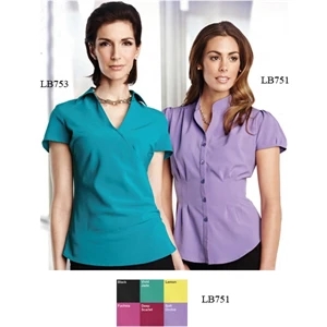 Serena Lilac Bloom (r) - 2 X L - Women's 5.1 Oz Short Sleeve Woven Shirt With Mandarin Collar