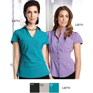 Emily Lilac Bloom (r) - X S- X L - Women's 5.1 Oz Short Sleeve V-neck Woven Shirt