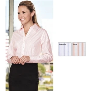 Gold (tm) Rossmoore - 2 X L - Women's 4 Oz, 100% Cotton Non-iron Multi-color Striped Dress Shirt