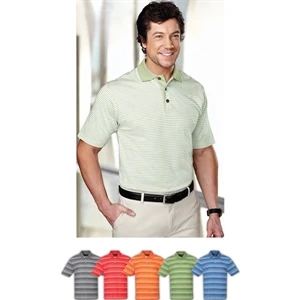 Gold (tm) Hammond - S - X L - Men's Striped Golf Shirt With 3-button Placket And Half-moon Yoke Back