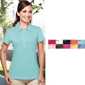 Attraction - 4 X L - Women's Golf Shirt Accented With Small Capped Sleeves And Pearl Buttons