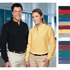 Victory - 2 X L - Women's Long Sleeve Golf Shirt With 3 Horn Buttons And Double-stitched Seams