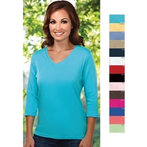 Mystique - X S - X L - Women's 8 Oz 100% Combed Cotton Interlock 3/4 Sleeve Knit Shirt