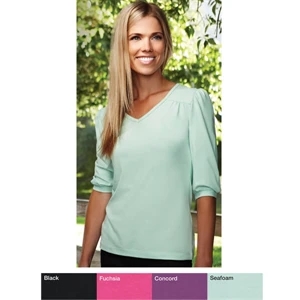 Torrance - 3 X L - Women's Easy-care, Feminine Styling V-neck Knit Shirt
