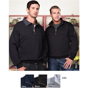React - S - X L - Pullover Sweatshirt With Brass Zipper And Deep Right Chest Pocket For Radio