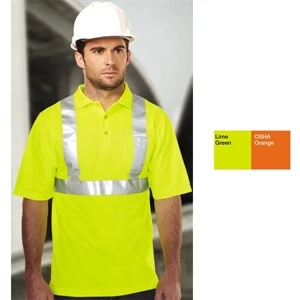 Boundary - S - X L - Moisture Wicking Polyester Mesh Polo With 2" Reflective Tape
