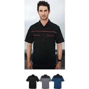 Tmr (r) Circuit - S - X L - Short Sleeve Twill Camp Shirt Accented With Reflective Trim