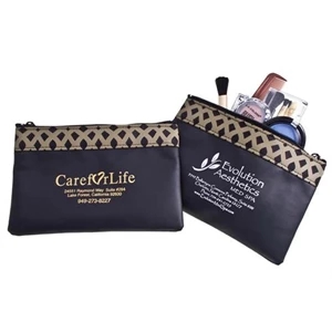 The Bronze Weave Collection - Cosmetic Bag With Large Zipper Compartment