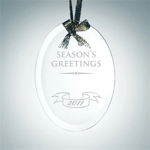 Beveled Jade Glass Oval Ornament