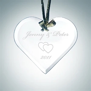 Beveled Heart Jade Glass Ornament