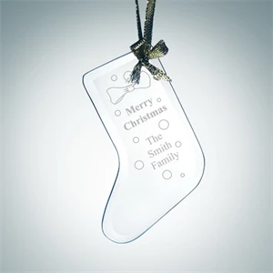 Beveled Stocking Jade Glass Ornament