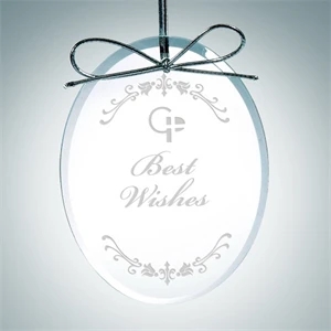 Beveled Oval Clear Glass Ornament
