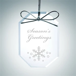 Beveled Long Octagon Clear Glass Ornament