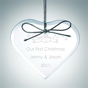 Beveled Heart Clear Glass Ornament