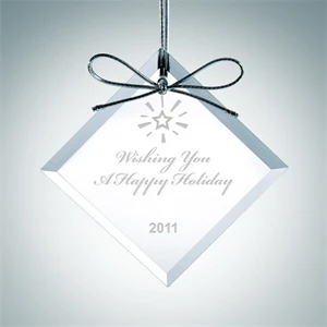Beveled Square Diamond Clear Glass Ornament
