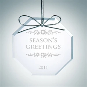 Beveled Octagon Clear Glass Ornament