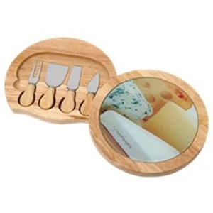 Rubberwood Homestyles (tm) - Cheese Board Set With Board And 4 Wood Handled Cheese Utensils