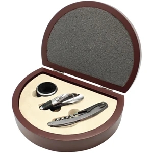 Abruzzo - 4 Piece Wine Tool Set. Bottle Opener/corkscrew, Bottle Stopper, And Drip Ring