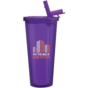 Spirit Sport - Purple - 20 Oz Acrylic Double Wall Tumbler With Threaded Lid And Flip Up-straw