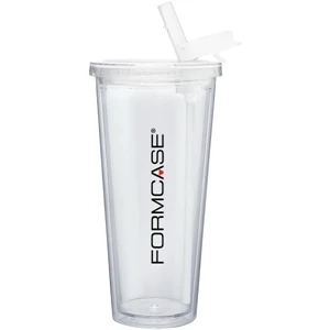 Spirit Sport - Clear - 20 Oz Acrylic Double Wall Tumbler With Threaded Lid And Flip Up-straw