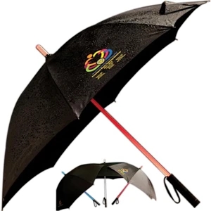 Sabre (tm) - Four Color Process - Blue, Red Or White Lighted Umbrella With A Flashlight At The Bottom Of Handle