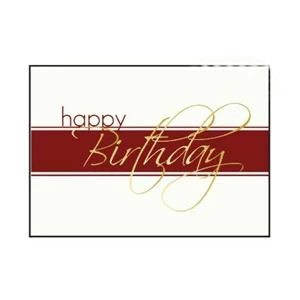 White Card With Red Stripe Through Center - 5" X 7" Everyday Birthday Note Card