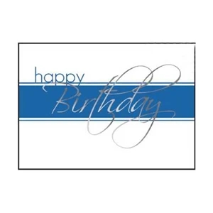 White Card With Blue Stripe Through Center - 5" X 7" Everyday Birthday Note Card