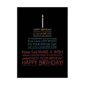 Dark Card With Happy Birthday Cake And Candle - 5" X 7" Everyday Birthday Note Card