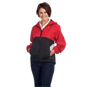 Express - Black-red Ice - Ladies' Wind And Water Resistant Jacket That Packs Into A Pocket. Opportunity Buy