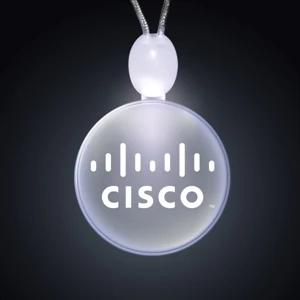 Crystal Clear Circle Acrylic Necklace With Imprint And 3 Light Up Functions, 5 Day