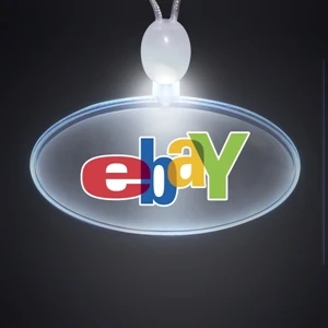Crystal Clear Oval Acrylic Necklace With Imprint And 3 Light Up Functions, 5 Day