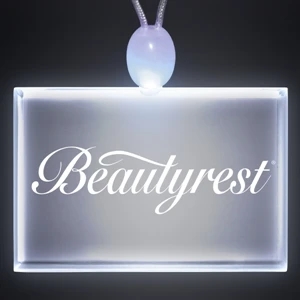 Crystal Clear Rectangle Acrylic Necklace With Imprint, 3 Light Up Functions, 5 Day