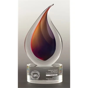 Flare - Small - Art Glass Award Features Lyrical Swirls, Rhythmic Patterns Of Suspended Air Bubbles