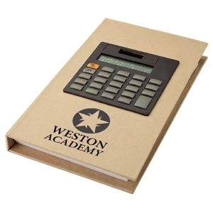 Super - Recycled Hard Cover Note Pad & Calculator With Sticky Pad And Flags