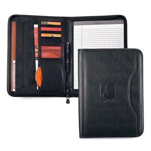 Wall Street - Smooth, Simulated Leather Padfolio With Curved Exterior Pocket